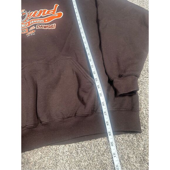 Vintage The Pound Graphic Hoodie Pullover Sweatshirt Brown/Orange 2XL Y2K Retro - Picture 9 of 11